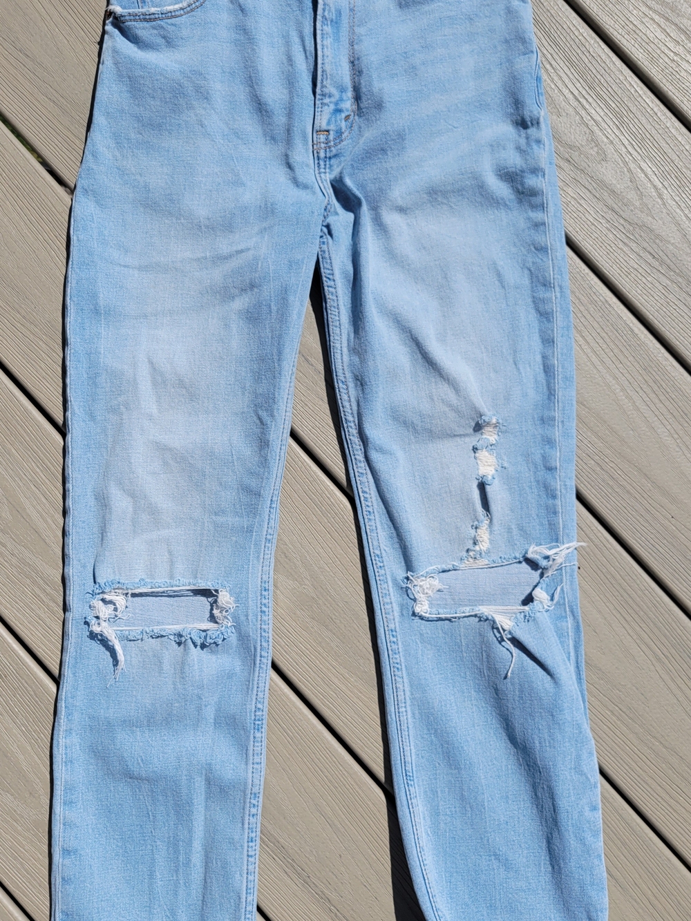 Abercrombie & Fitch Light Blue Distressed Boyfriend Jeans